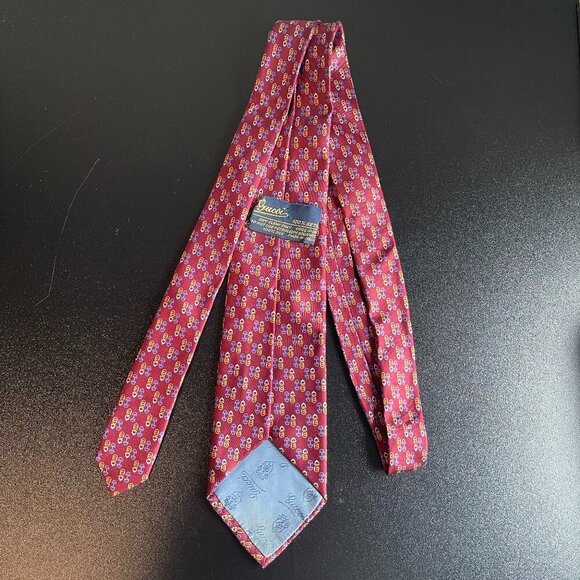 GUCCI Vintage Horsebit Pattern 100% Silk Neck Tie Made in Italy - Preowned - Picture 2 of 6